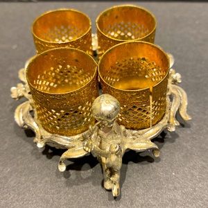 Vintage Rare SF Sam Fink Gold Filigree Lipstick Holder